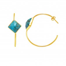 Turquoise Square Hoop gemstone earring 7.65 gms